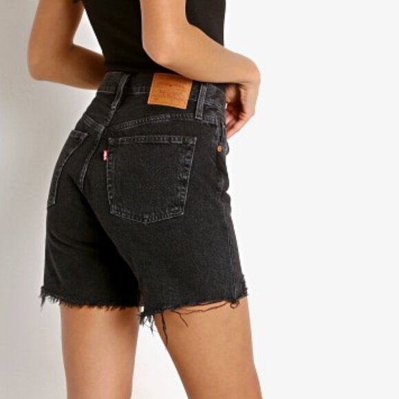 Levi's 501 Mid Thigh Denim Shorts in Lunar Black - Picture 2 of 10